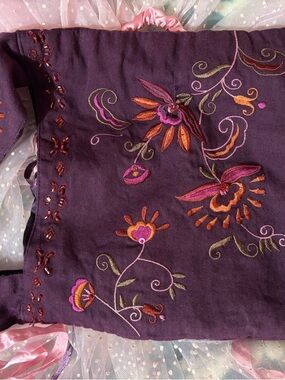 Purple Embroidered Floral Tank Top
